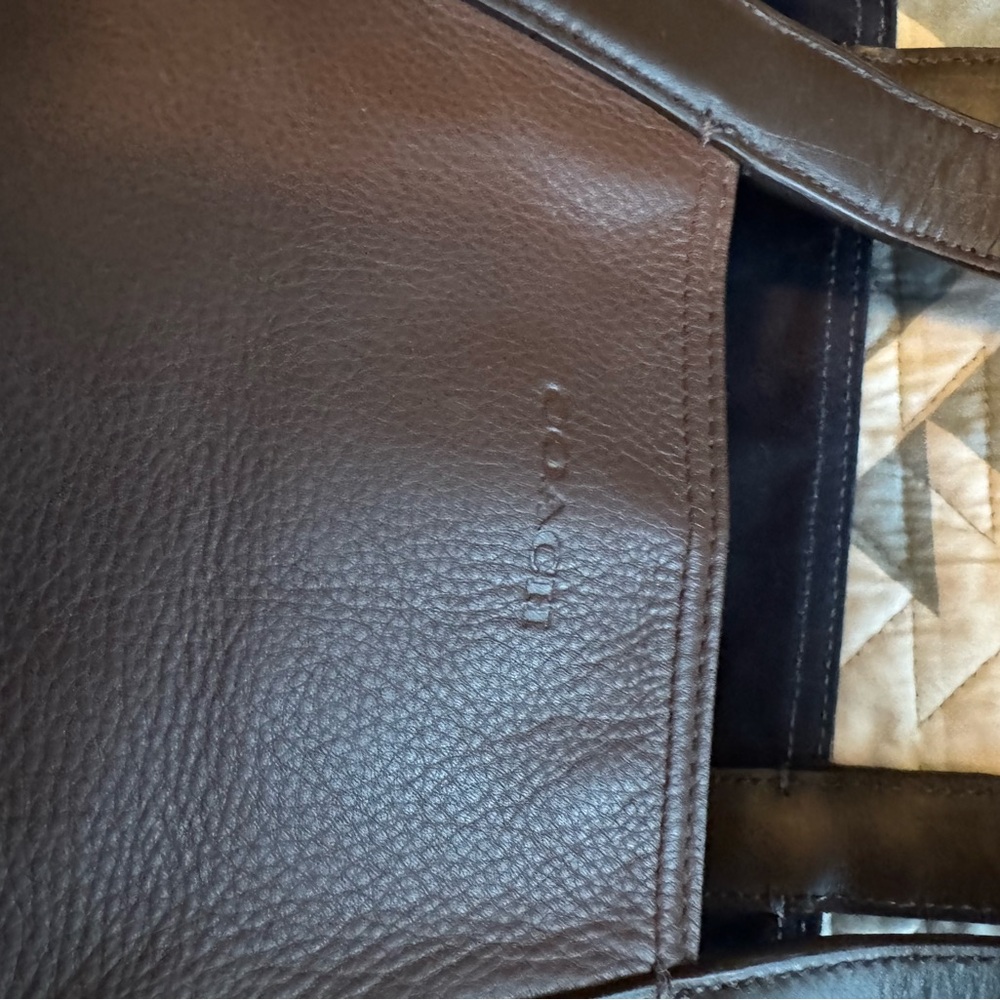 Authentic Coach leather bag dark brown with navy and beige strip No. C1276-70653 - Picture 4 of 10